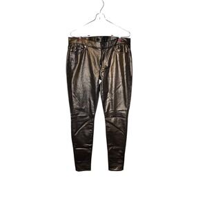 7 For All Mankind Women Jeans‎  Skinny Leg Liquid Copper Sparkle Stretch Size 30